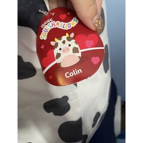 NWT Squishmallow COLIN THE COW 20” Valentines 2023 Pink Heart Nose NEW - Picture 3 of 3